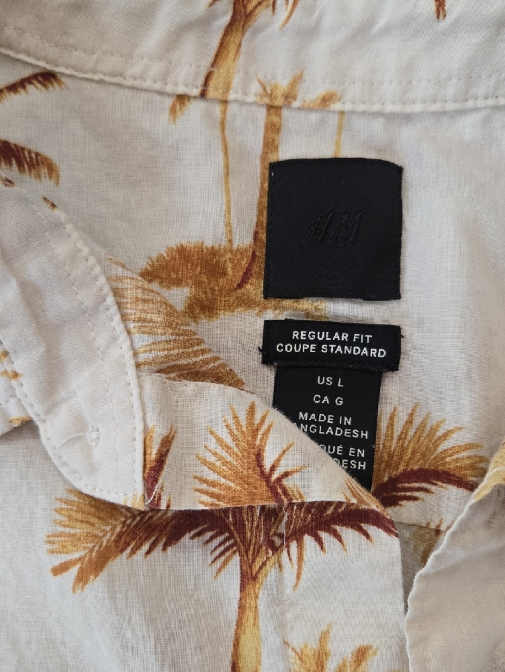 H&M Men's Short-Sleeve Palm Tree Print Shirt Size L